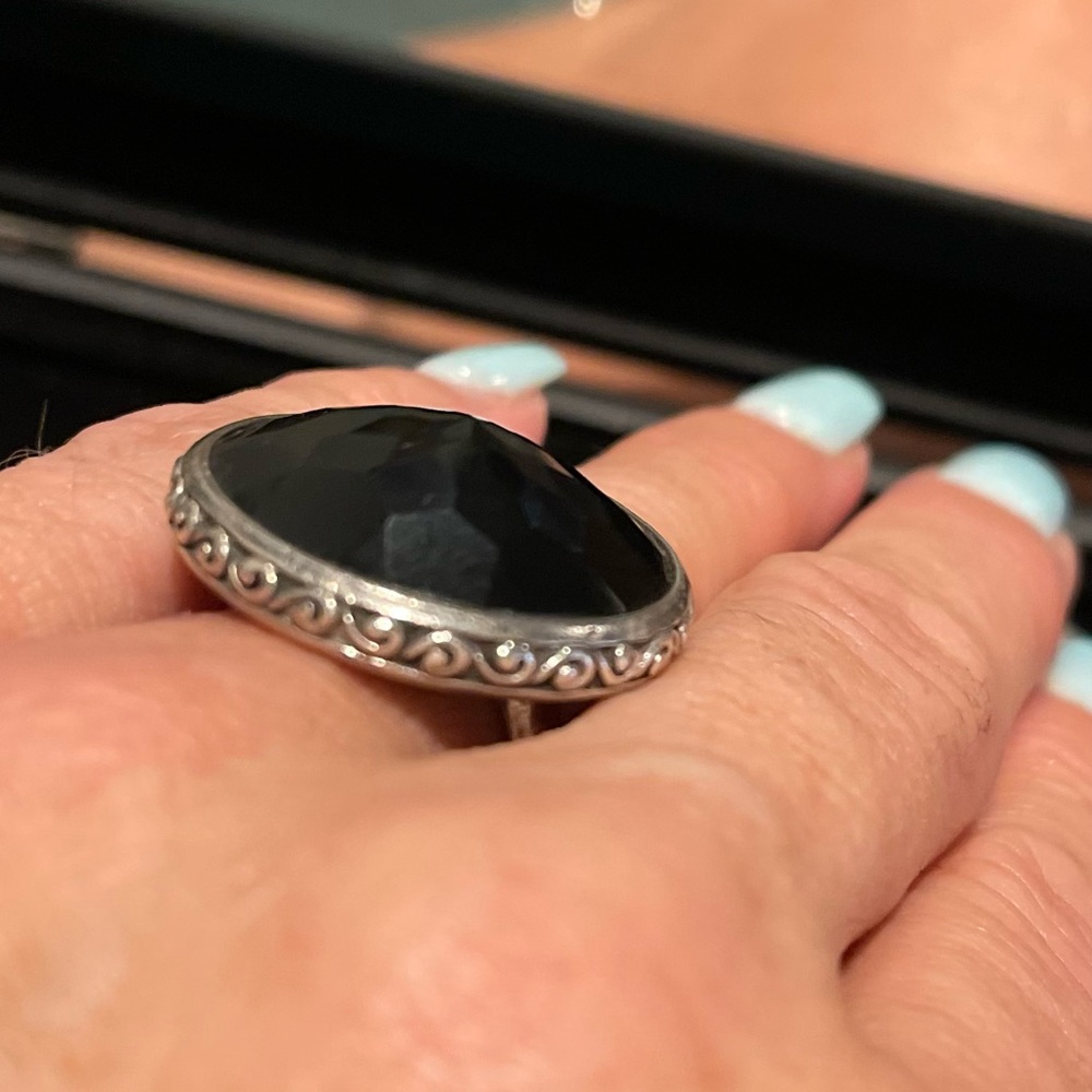 Onyx And 925 Silver Statement Ring - image 2